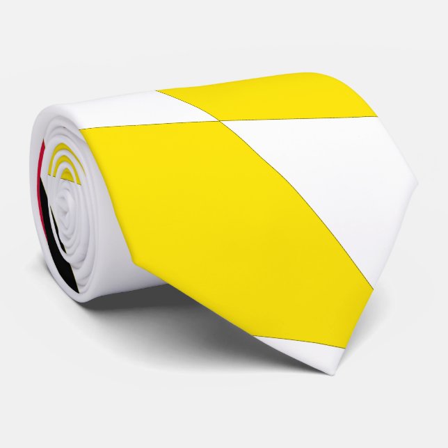 Black Red Yellow Blue Bavaria Diamond Flag Pattern Tie (Rolled)