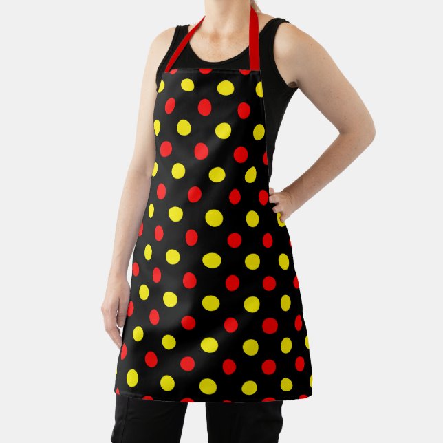 Black  Red Yellow Polka Dots Design  Apron (Insitu)