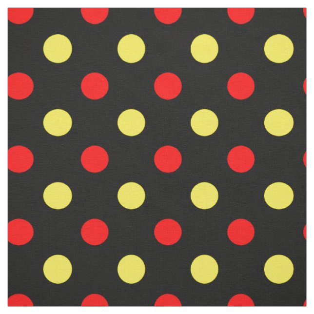 Black  Red Yellow Polka Dots Design  Fabric (Swatch)