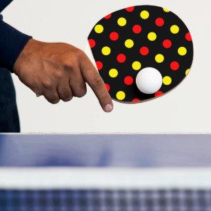 Black Red Yellow Polka Dots Design Ping Pong Paddle