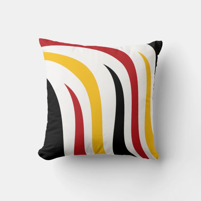 Black Red Yellow Stripes Cushion (Front)