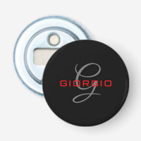 Black Red Your Name Initial Monogram Modern