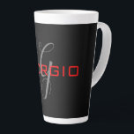 Black Red Your Name Initial Monogram Modern Latte Mug<br><div class="desc">Modern Professional Simple Design.</div>