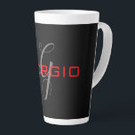 Black Red Your Name Initial Monogram Modern Latte Mug<br><div class="desc">Modern Professional Simple Design.</div>