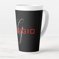 Black Red Your Name Initial Monogram Modern