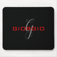 Black Red Your Name Initial Monogram Modern