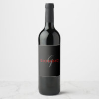 Black Red Your Name Initial Monogram Modern