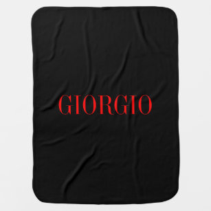 Black Red Your Name Minimalist Personal Modern Baby Blanket