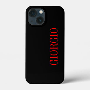Black Red Your Name Minimalist Personal Modern iPhone 13 Mini Case