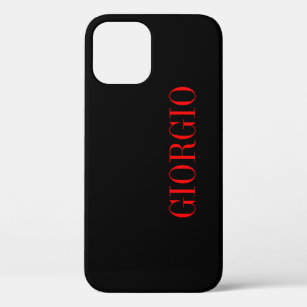 Black Red Your Name Minimalist Personal Modern iPhone 12 Pro Case