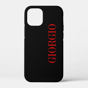 Black Red Your Name Minimalist Personal Modern iPhone 12 Mini Case