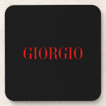 Black Red Your Name Minimalist Personal Modern Coaster<br><div class="desc">Modern Professional Simple Design.</div>
