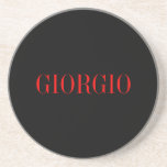 Black Red Your Name Minimalist Personal Modern Coaster<br><div class="desc">Modern Professional Simple Design.</div>