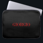 Black Red Your Name Minimalist Personal Modern Laptop Sleeve<br><div class="desc">Modern Professional Simple Design.</div>