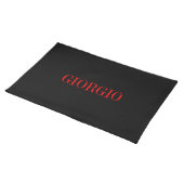 Black Red Your Name Minimalist Personal Modern Placemat (On Table)