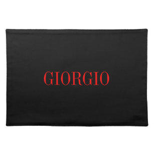 Black Red Your Name Minimalist Personal Modern Placemat