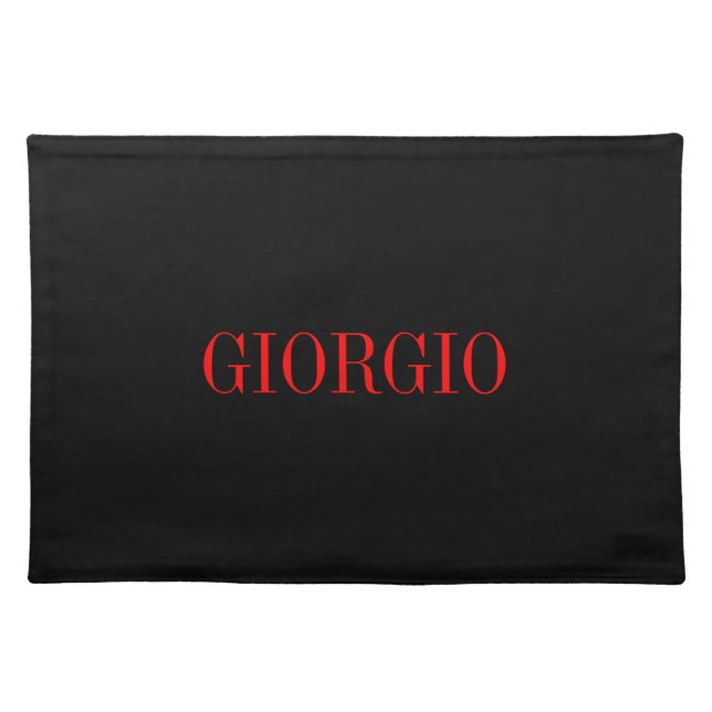 Black Red Your Name Minimalist Personal Modern Placemat (Front)