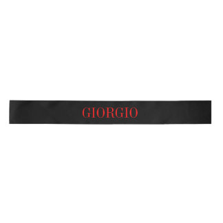 Black Red Your Name Minimalist Personal Modern Satin Ribbon