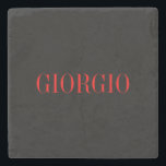 Black Red Your Name Minimalist Personal Modern Stone Coaster<br><div class="desc">Modern Professional Simple Design.</div>