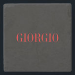 Black Red Your Name Minimalist Personal Modern Stone Coaster<br><div class="desc">Modern Professional Simple Design.</div>
