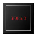 Black Red Your Name Minimalist Personal Modern Tile<br><div class="desc">Modern Professional Simple Design.</div>
