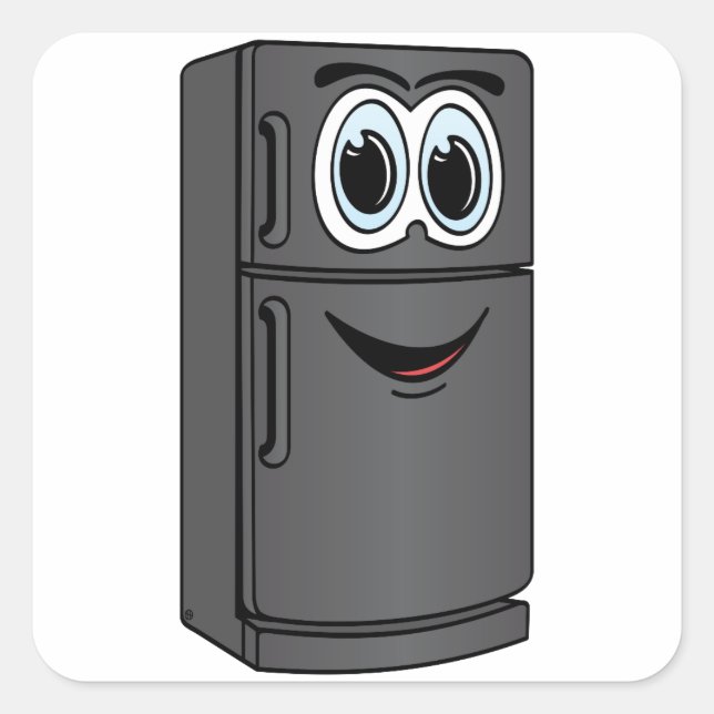 Black Refrigerator Cartoon Square Sticker (Front)