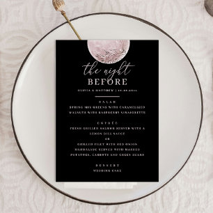 Black Rehearsal Dinner Soft Pink Blush Moon Menu