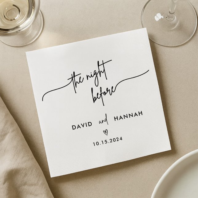 Black Rehearsal Dinner The Night Before Wedding Napkin (Creator Uploaded)