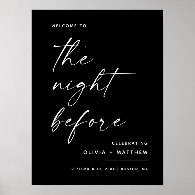 Black Rehearsal Dinner | The Night Before Welcome Poster (Front)