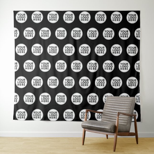 Black Repeating Business Logo Tapestry (In Situ (Horizontal))