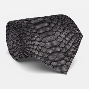 Black Reptile Print neck tie