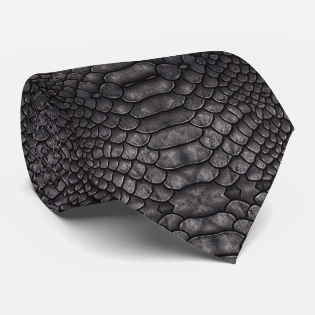 Black Reptile  Print neck tie (Rolled)