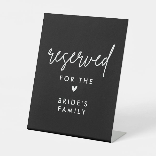 Black Reserved Bridal Family Wedding Table Signs (Front)