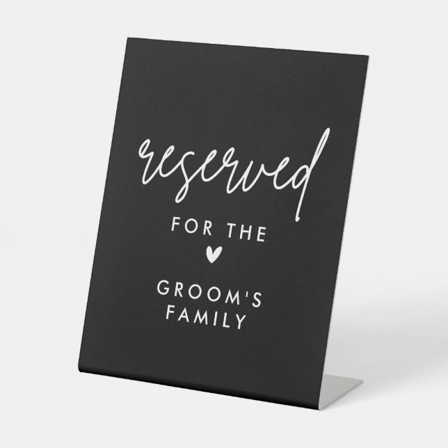 Black Reserved Groom Family Wedding Table Signs (Front)