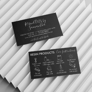 Black Resin Products Care Instructions Business Card