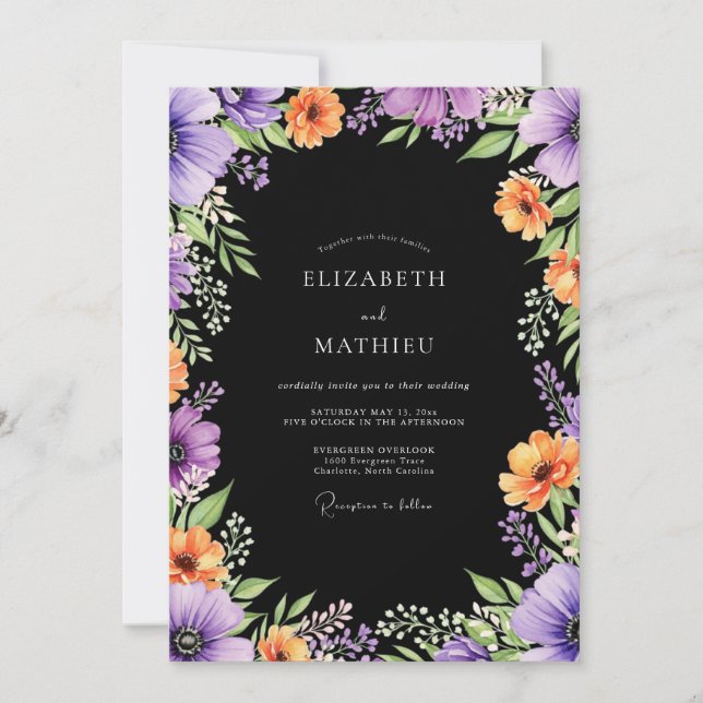 Black Resplendent Autumnal Wedding Invitation (Front)