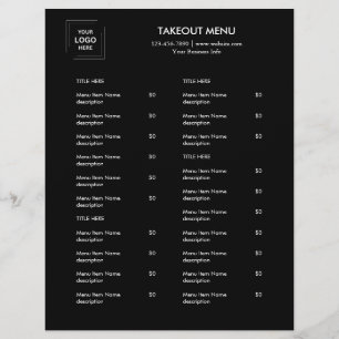 Black Restaurant Logo Takeout Menu Flyer Design