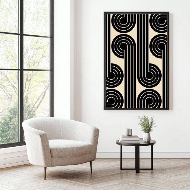 Black Retro Abstract Lines  Poster (Creator Uploaded)