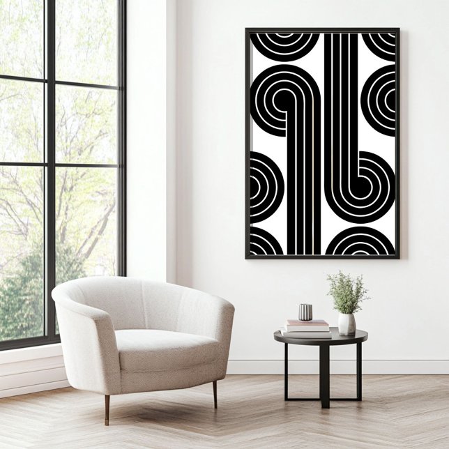 Black Retro Abstract Lines  Poster (Creator Uploaded)