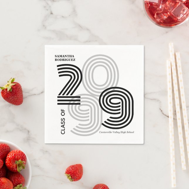 Black Retro Big Numbers Class of Napkin (Insitu)