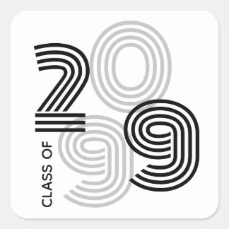 Black Retro Big Numbers Class of Square Sticker