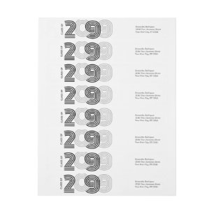 Black Retro Big Numbers Class of Wrap Around Label