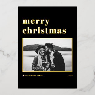 Black Retro Bold Typography Merry Christmas Photo