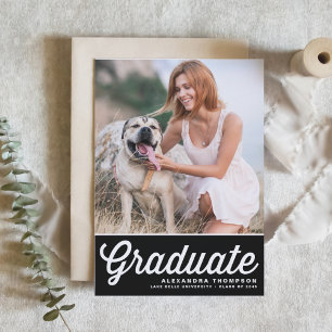 Black Retro Bold Typography Photo Graduation Invitation