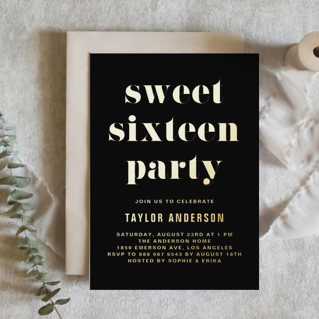 Black Retro Bold Typography Sweet 16 Birthday (Creator Uploaded)