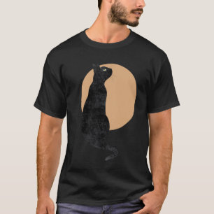Black Retro Cat Lover Minimal Art for Pet Owner T-Shirt