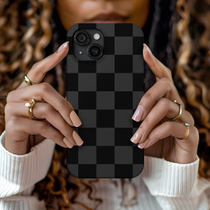 Black Retro Check iPhone 15 Case