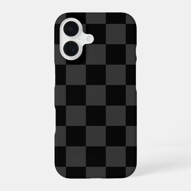 Black Retro Check iPhone 16 Case (Back)