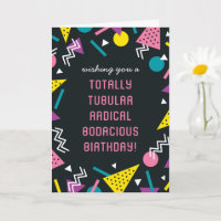 Black Retro Funny 80s Slang Birthday Card