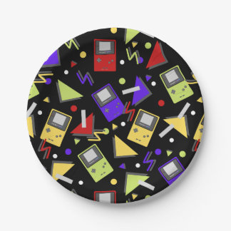 Black Retro Gaming Paper Plate